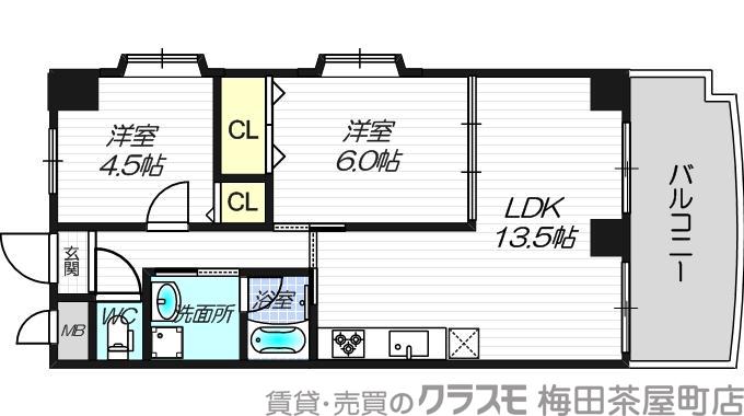 大淀南の完工年月（1996年3月）築の賃貸マンションの間取り