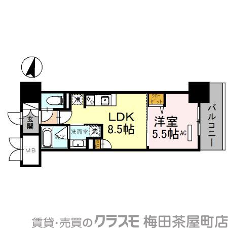 天神橋の完工年月(2018年8月)築の賃貸マンションの間取り