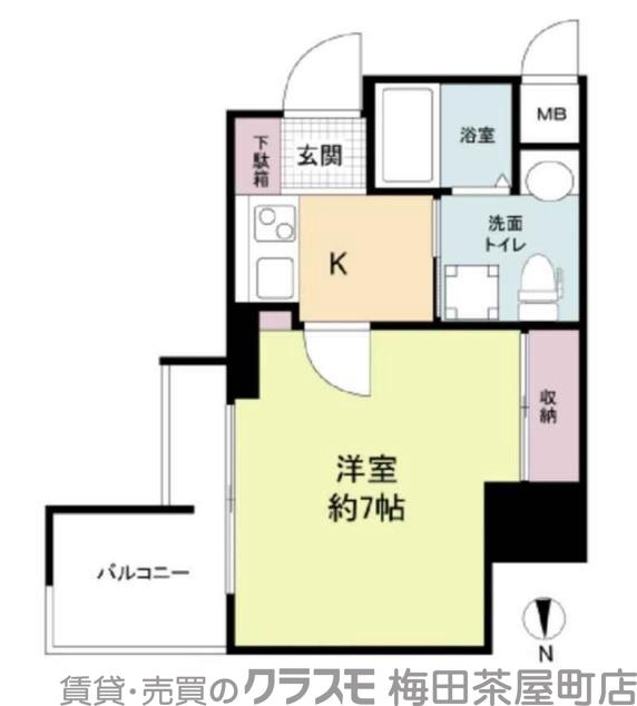 西天満の完工年月(2019年7月)築の賃貸マンションの間取り