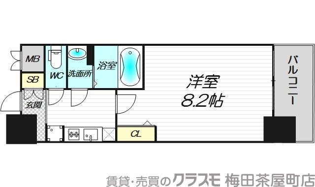 プレサンス心斎橋ソレイユの間取り