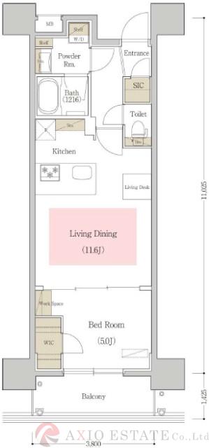万歳町の完工年月(2021年3月)築の賃貸マンションの間取り