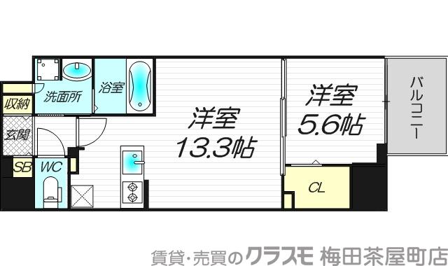 高麗橋の完工年月(2022年9月)築の賃貸マンションの間取り