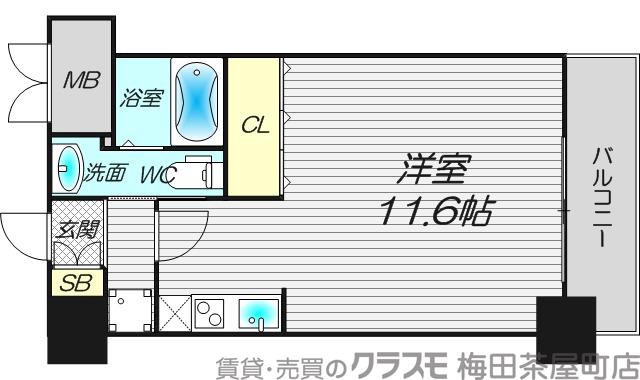 天神橋の完工年月(2014年9月)築の賃貸マンションの間取り