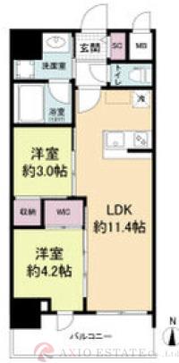西天満の完工年月(2024年4月)築の賃貸マンションの間取り