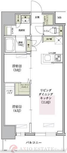 天神橋の完工年月(2025年1月)築の賃貸マンションの間取り