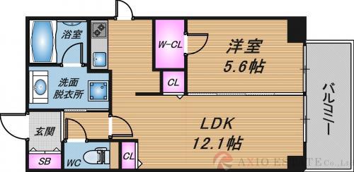 同心の完工年月(2014年1月)築の賃貸マンションの間取り