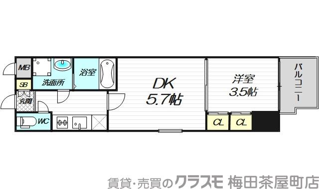 天満の完工年月(2022年2月)築の賃貸マンションの間取り