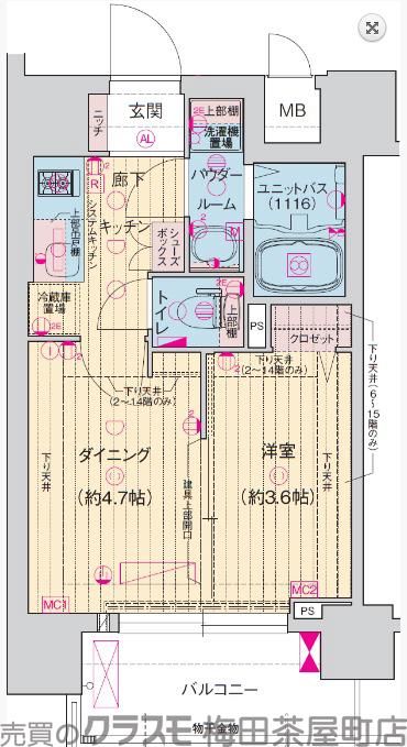 ソルテラス阿波座ウィズの間取り