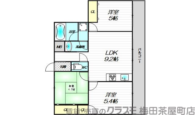 西天満の完工年月(1995年3月)築の賃貸マンションの間取り