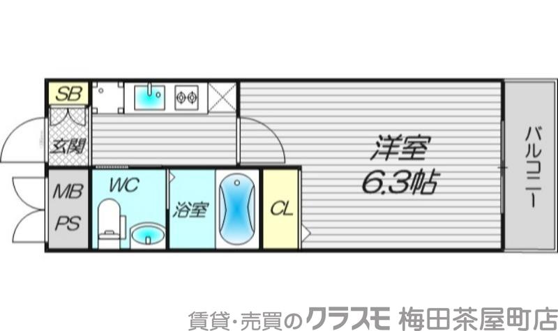 扇町の完工年月(2008年2月)築の賃貸マンションの間取り