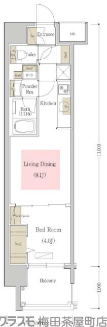 万歳町の完工年月(2021年3月)築の賃貸マンションの間取り