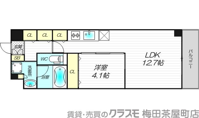 高麗橋の完工年月(2022年9月)築の賃貸マンションの間取り