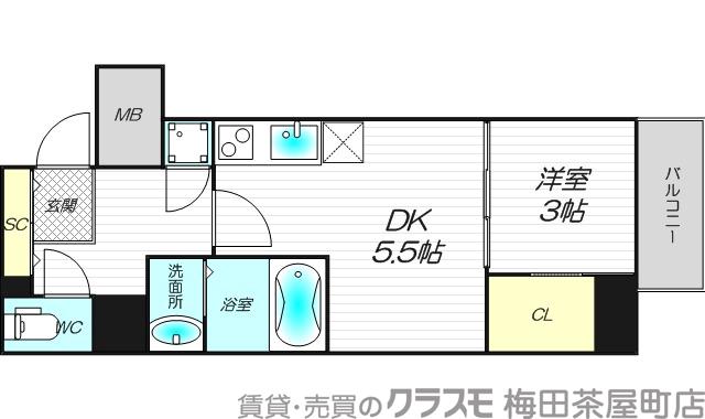西本町の完工年月(2019年1月)築の賃貸マンションの間取り