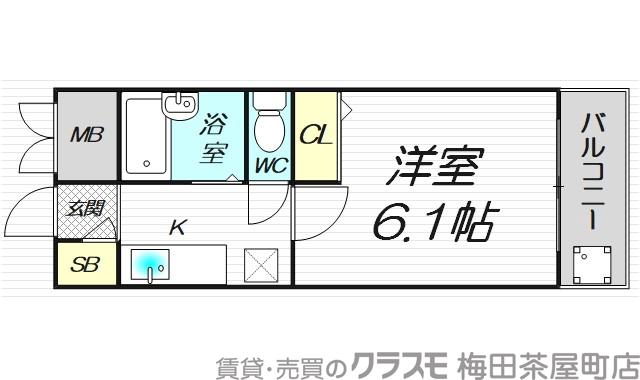 天満橋の完工年月(1996年12月)築の賃貸マンションの間取り