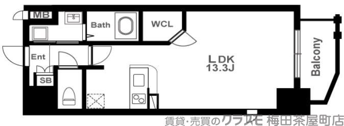 西天満の完工年月(2018年10月)築の賃貸マンションの間取り