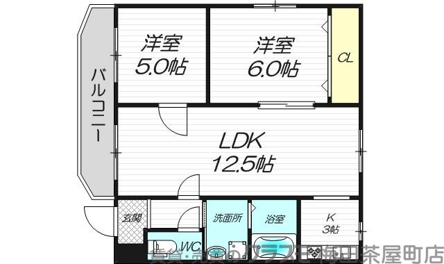 西宮原の完工年月(1984年10月)築の賃貸マンションの間取り