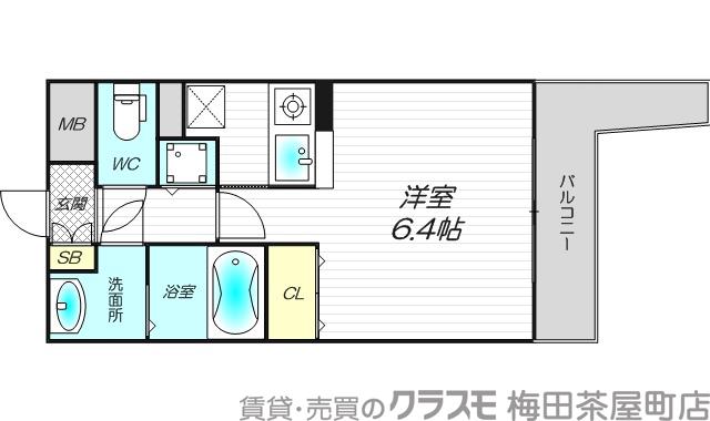 天神橋の完工年月(2000年2月)築の賃貸マンションの間取り