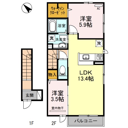 小野原東の完工年月(2015年6月)築の賃貸アパートの間取り
