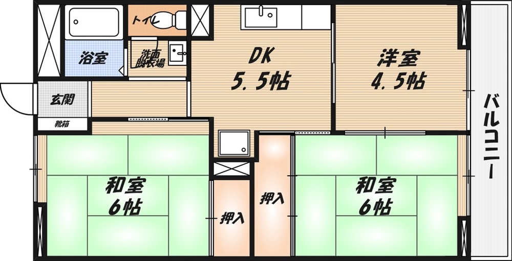 名神町の完工年月(1987年11月)築の賃貸マンションの間取り
