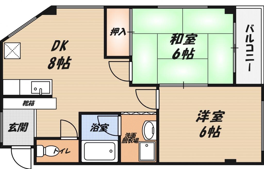 大畑町の完工年月(1990年8月)築の賃貸マンションの間取り