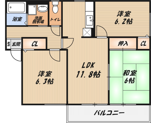 サンビューラ津之江B棟の間取り