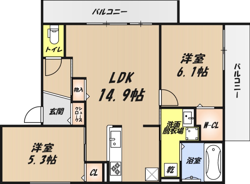 D-residence下田部A棟の間取り