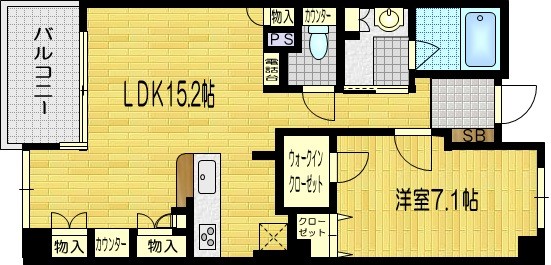 五条烏丸町の完工年月(2002年3月)築の賃貸マンションの間取り