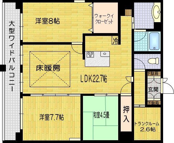 四条町の完工年月(2007年10月)築の賃貸マンションの間取り