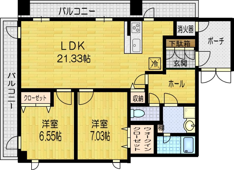 場之町の完工年月(2006年2月)築の賃貸マンションの間取り