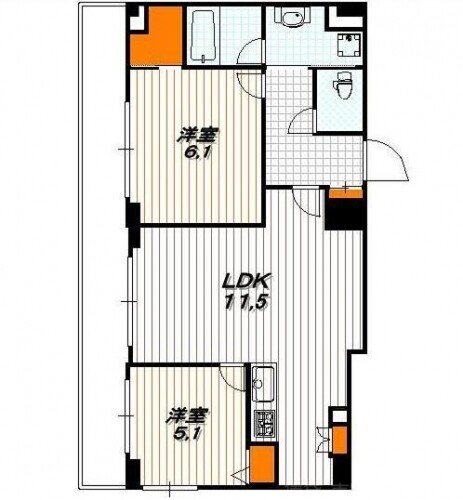 小泉町の完工年月(2008年6月)築の賃貸マンションの間取り
