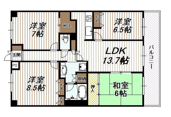 太秦下角田町の完工年月(2007年7月)築の賃貸マンションの間取り