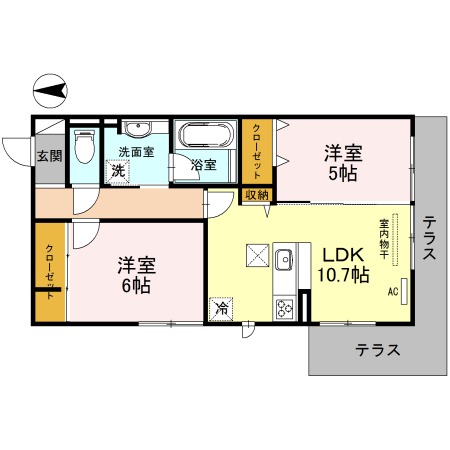 壬生東淵田町の完工年月(2016年2月)築の賃貸アパートの間取り