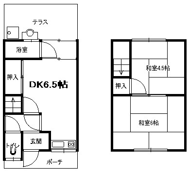 壬生天池町の完工年月(1969年7月)築の賃貸一戸建ての間取り