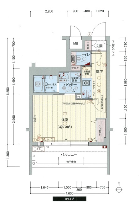 天使突抜1丁目の完工年月(2012年3月)築の賃貸マンションの間取り