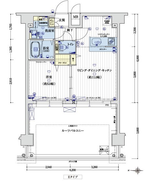 壬生上大竹町の完工年月(2019年3月)築の賃貸マンションの間取り