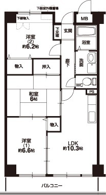 壬生賀陽御所町の完工年月(2000年12月)築の賃貸マンションの間取り