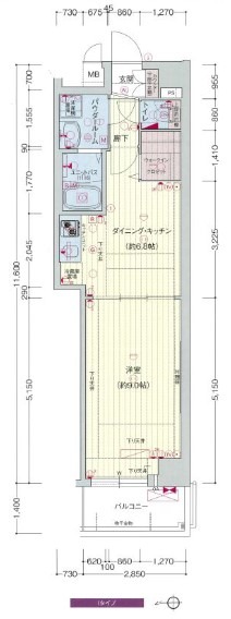 上五条町の完工年月(2014年3月)築の賃貸マンションの間取り
