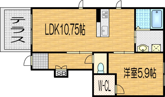 西京極西川町の完工年月(2021年4月)築の賃貸アパートの間取り