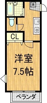西京極浜ノ本町の完工年月(1993年12月)築の賃貸マンションの間取り
