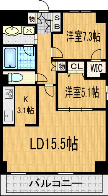 綾堀川町の完工年月(2012年3月)築の賃貸マンションの間取り