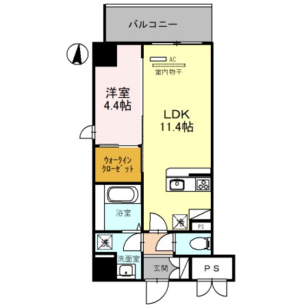西ノ京職司町の完工年月(2021年7月)築の賃貸マンションの間取り
