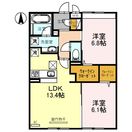 嵯峨天龍寺椎野町の完工年月(2019年4月)築の賃貸アパートの間取り