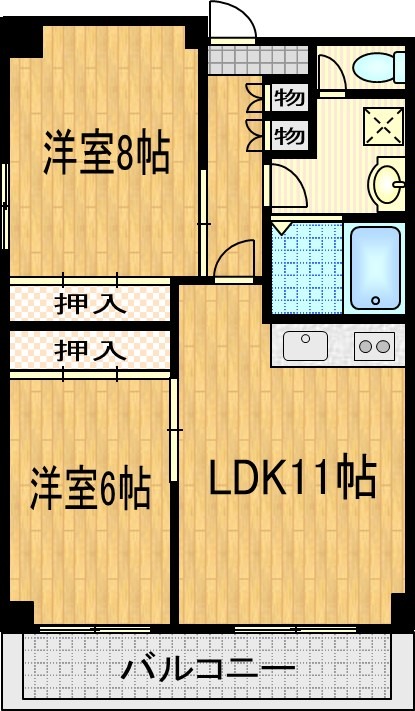 吉祥院九条町の完工年月(1996年10月)築の賃貸マンションの間取り