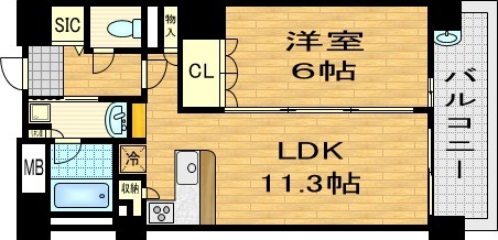 匂天神町の完工年月(2012年1月)築の賃貸マンションの間取り