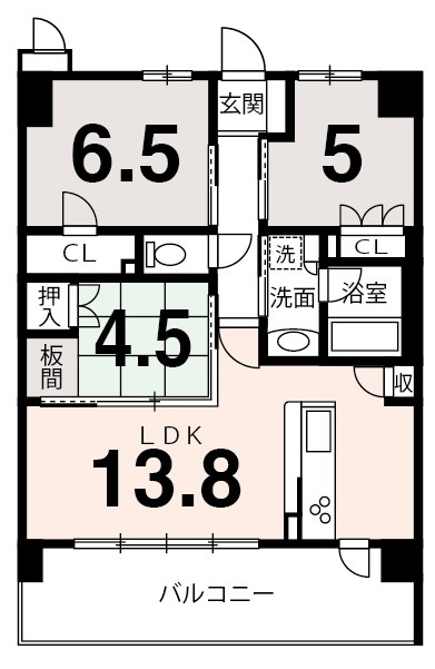 壬生天池町の完工年月(2014年4月)築の賃貸マンションの間取り