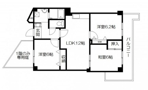 壬生天池町の完工年月(1997年4月)築の賃貸マンションの間取り
