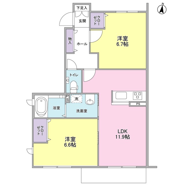 鶏冠井町の完工年月(2015年8月)築の賃貸アパートの間取り