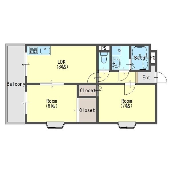 牛ケ瀬奥ノ防町の完工年月(1997年1月)築の賃貸マンションの間取り