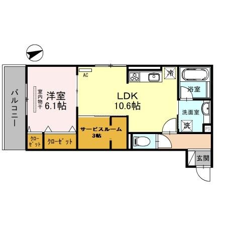 西京極北衣手町の完工年月(2022年3月)築の賃貸アパートの間取り