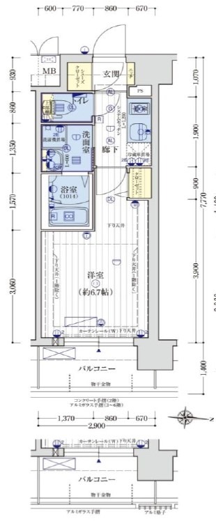 西院太田町の完工年月(2022年7月)築の賃貸マンションの間取り